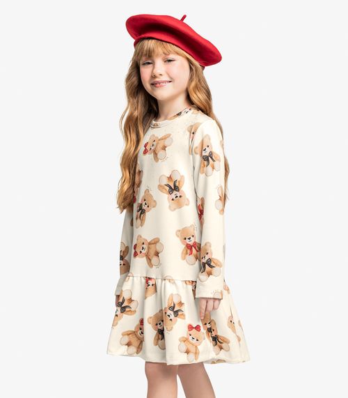 Vestido Infantil Trick Nick Bege