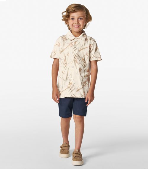 Bermuda Infantil Masculina Em Linho Trick Nick Azul