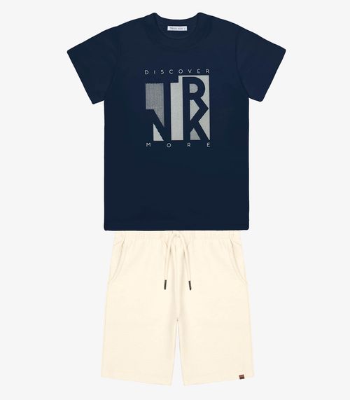 Conjunto Infantil Camiseta Com Bermuda Trick Nick Azul