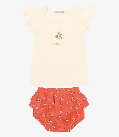 Conjunto Infantil Blusa Com Calcinha Trick Nick Bege