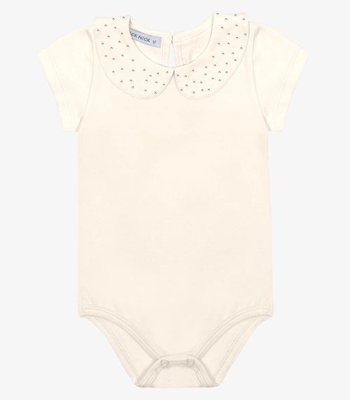 Body Infantil Menina Gola Com Strass Trick Nick Bege