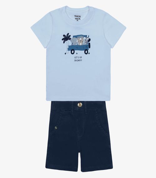 Conjunto Infantil Camiseta Com Bermuda Trick Nick Azul