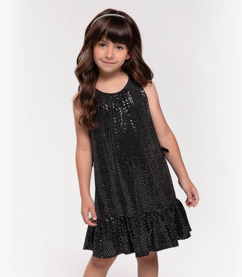 Vestido Infantil Em Lantejoula Trick Nick Preto