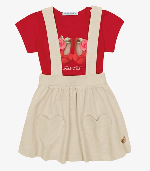 Conjunto Infantil Body Com Salopete Trick Nick Vermelho