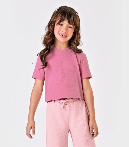 Blusa Manga Curta Malhão Com Bordado Trick Nick Rosa