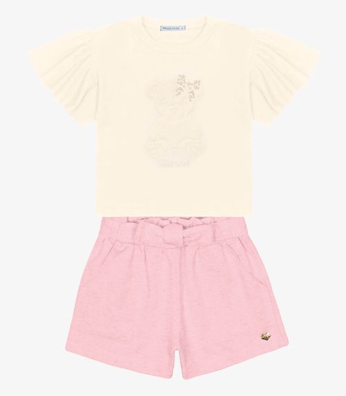 Conjunto Blusa Com Shorts Clochard Trick Nick Bege