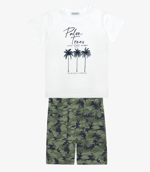 Conjunto Infantil Camiseta Com Bermuda Trick Nick Branco