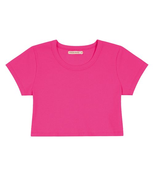 Blusa Cropped Infantil Ribana Canelada Trick Nick Rosa