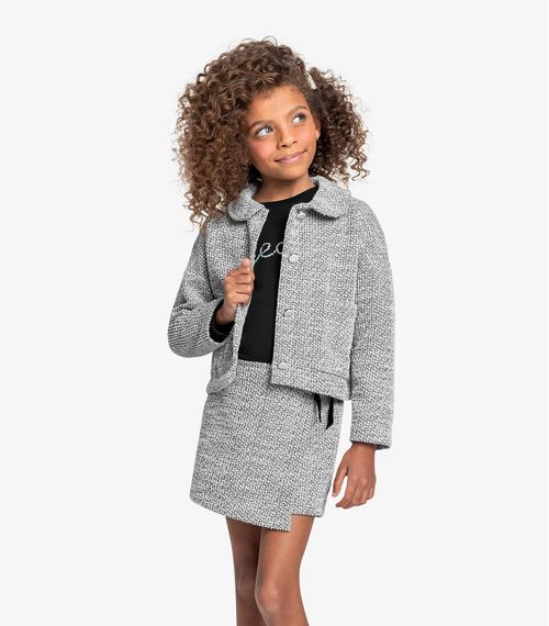 Conjunto Blusa Com Shorts Saia em Tweed Trick Nick Preto