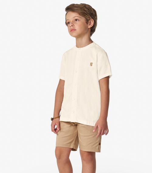 Camisa Infantil Em Viscolinho Trick Nick Bege