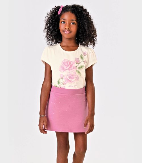 Conjunto Blusa Com Short Saia Moletinho Trick Nick Bege