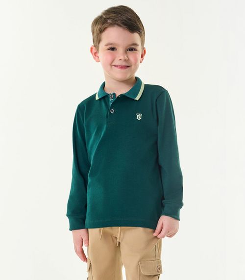 Camisa Polo Infantil Manga Longa Trick Nick Verde