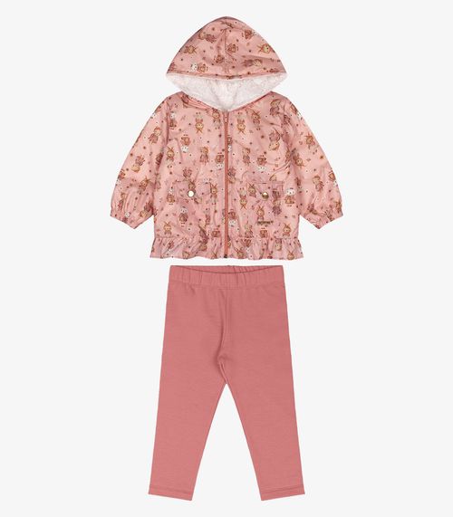 Conjunto Jaqueta Com Capuz e Legging Trick Nick Rosa