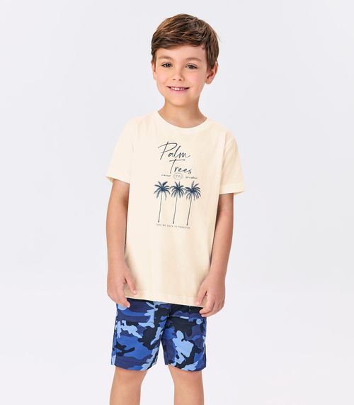 Conjunto Infantil Camiseta Com Bermuda Trick Nick Bege
