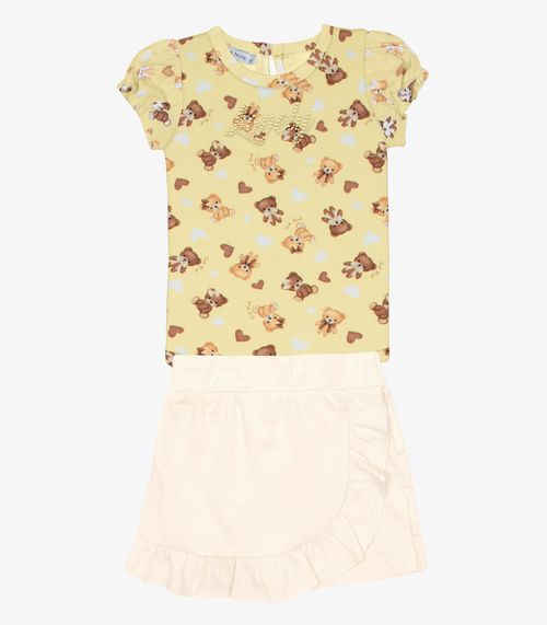 Conjunto Infantil Body Com Shorts Saia Trick Nick Amarelo
