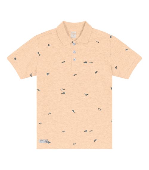 Camisa Polo Infantil Masculina Cotton Trick Nick Bege