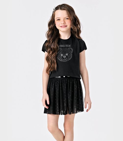 Conjunto Blusa Com Saia Em Tule Trick Nick Preto