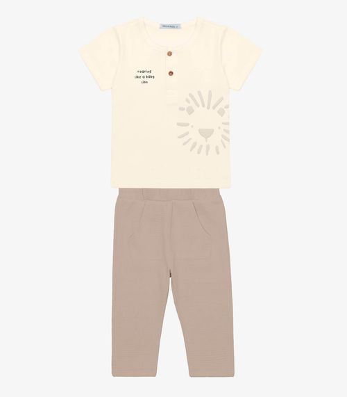 Conjunto Infantil Camiseta Com Calca Trick Nick Bege