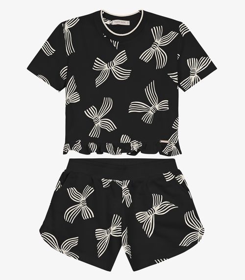Conjunto Blusa com Shorts em Moletinho Trick Nick Preto