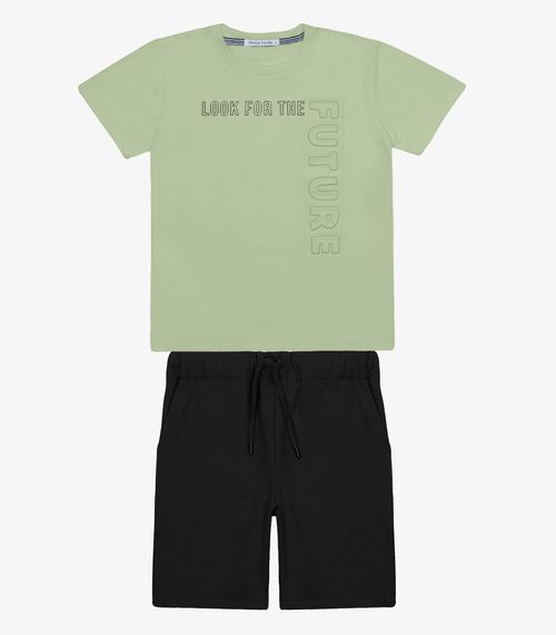 Conjunto Infantil Camiseta Com Bermuda Trick Nick Verde