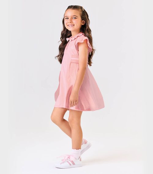 Vestido Infantil Cotton Com Tule Trick Nick Rosa