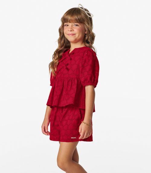 Conjunto Bata com Short em viscose KhyarTrick Nick Vermelho