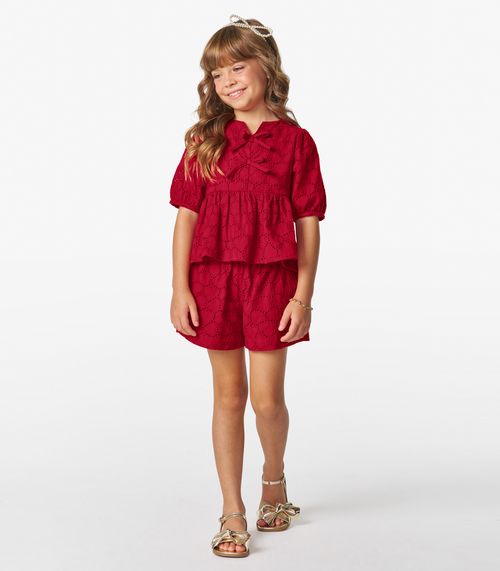 Conjunto Bata com Short em viscose KhyarTrick Nick Vermelho