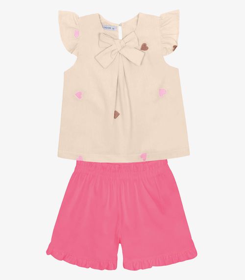 Conjunto Infantil Bata Com Shorts Trick Nick Bege