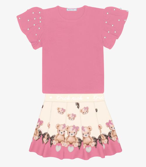 Conjunto Blusa Com Saia Sublimada Trick Nick Rosa