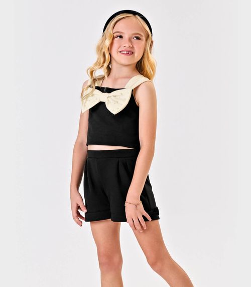 Conjunto Blusa Com Shorts Ponto Roma Trick Nick Preto