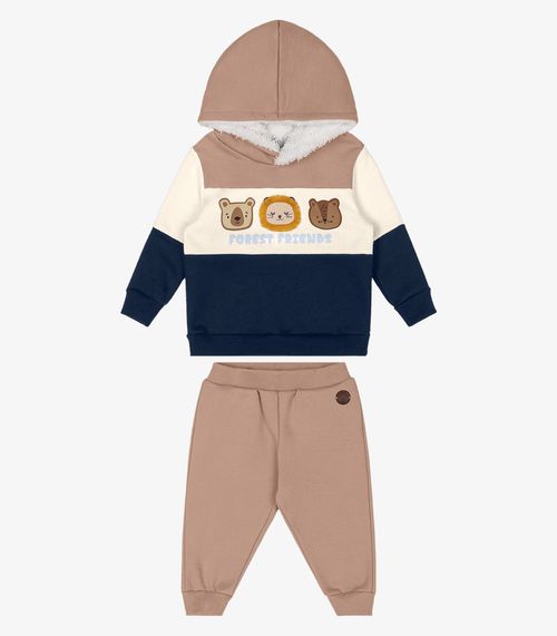 Conjunto Blusão Com Capuz e Calça Trick Nick Marrom