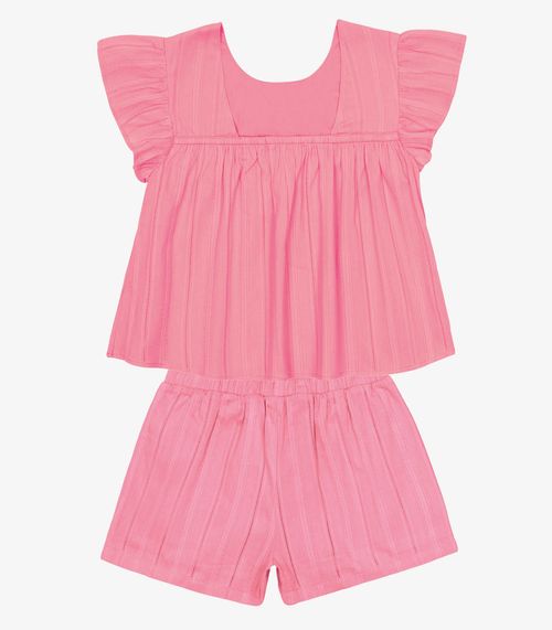 Conjunto Blusa Com Shorts Tricoline Trick Nick Rosa