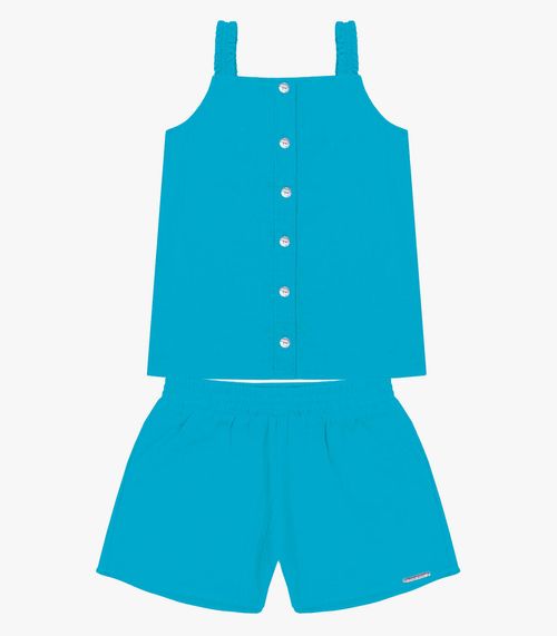 Conjunto Infantil Blusa Com Shorts Trick Nick Azul