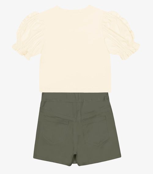 Conjunto Blusa Com Shorts Saia Sarja Trick Nick Verde