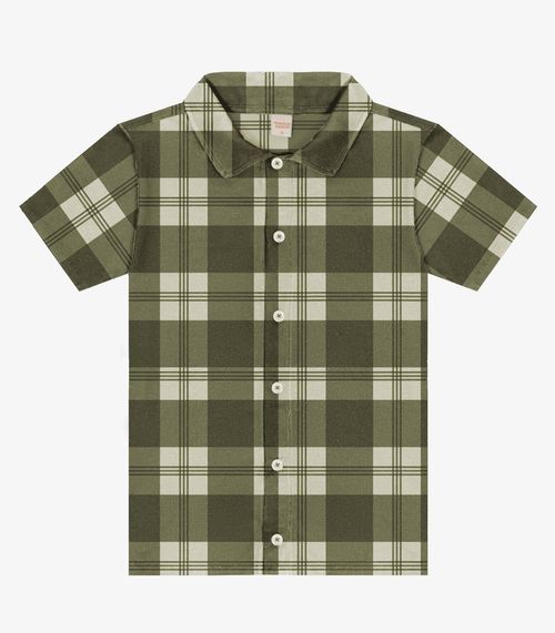 Camisa Infantil Xadrez Manga Curta Trick Nick Verde