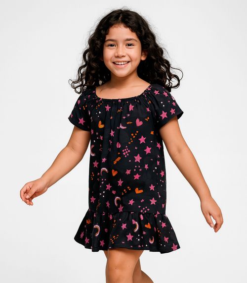 Vestido Infantil Oncinha Infinita Cor Preto