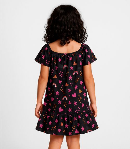 Vestido Infantil Oncinha Infinita Cor Preto