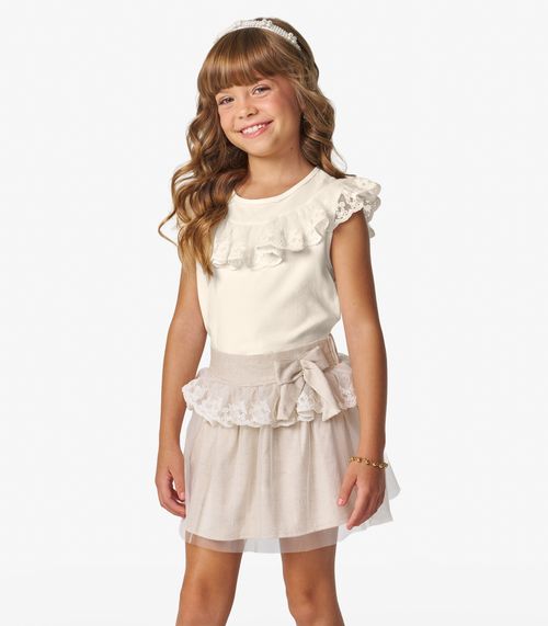 Conjunto Regata com Saia em Cotton Leve Trick Nick Off White