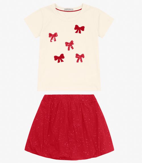 Conjunto Blusa com Saia em cotton leve Trick Nick Off White