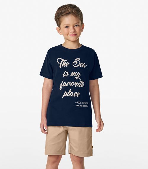 Conjunto Infantil Camiseta com Bermuda Trick Nick Azul Marinho