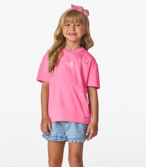 Camiseta em Meia Malha feminina Trick Nick Rosa