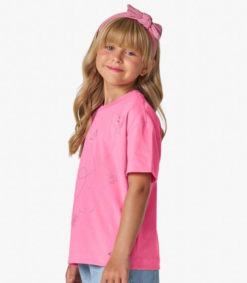 Camiseta em Meia Malha feminina Trick Nick Rosa