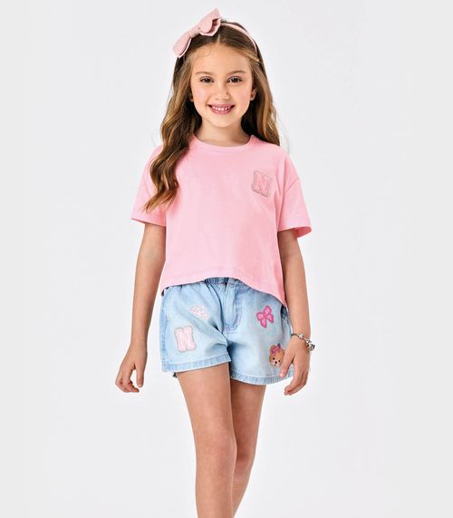 Conjunto Blusa Com Shorts Menina Trick Nick Rosa