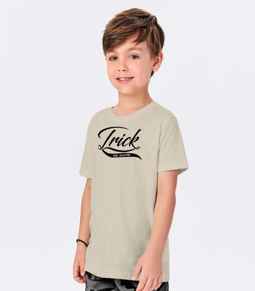 Conjunto Menino Camiseta Com Bermuda Trick Nick Bege