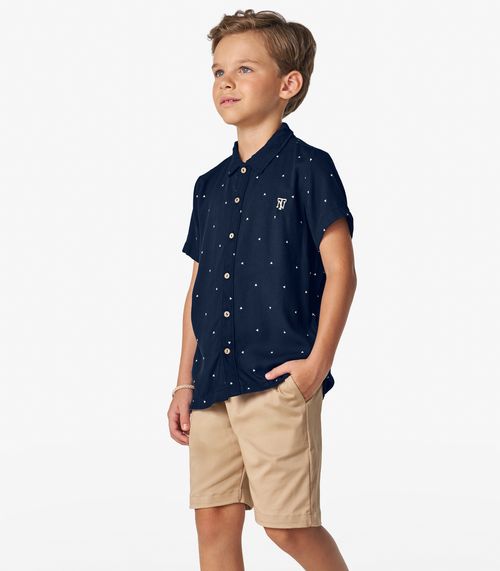 Camisa Infantil Masculina Viscose Dobby Trick Nick Azul