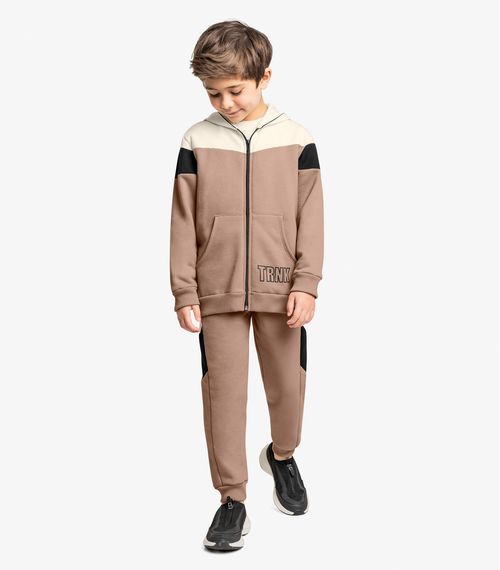 Conjunto Jaqueta Com Capuz e Calça Trick Nick Marrom