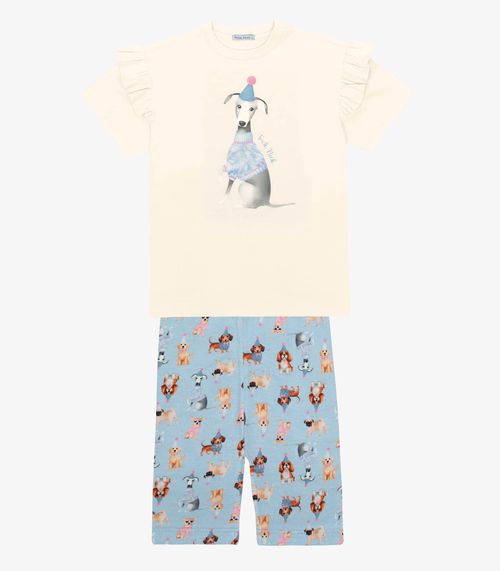 Conjunto Infantil Blusa Com Bermuda Trick Nick Bege