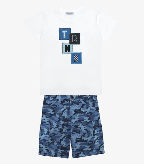 Conjunto Menino Camiseta Com Bermuda Trick Nick Branco