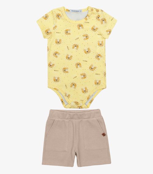 Conjunto Infantil Body Com Bermuda Trick Nick Amarelo