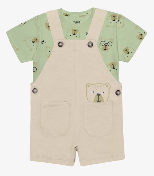 Conjunto Infantil Blusa Com Jardineira Trick Nick Bege